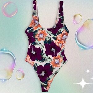 2017 radio fiji tropical print high leg cheeky one piece, RUNS SMALL, fits xs
